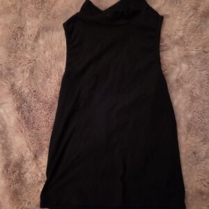 Black Sleeveless Turtleneck Tank Top